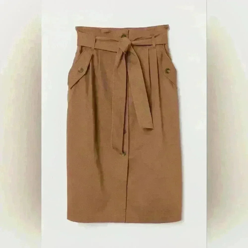 H&M Tan Midi Skirt